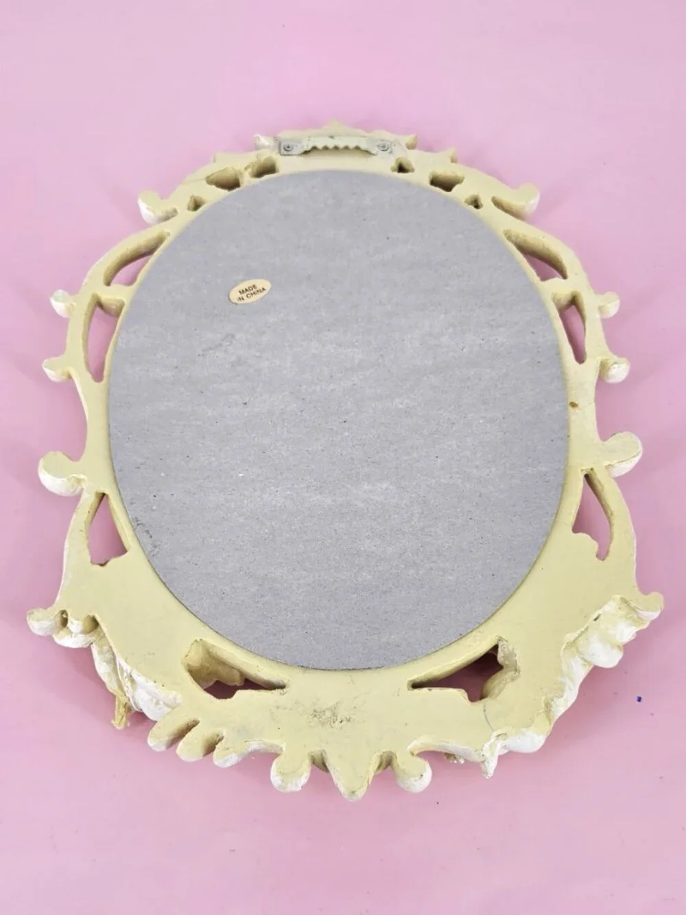 Set 3 Cherub Baroque Wall Shelves Oval Angelic Mirror Romantic Shabby VTG White